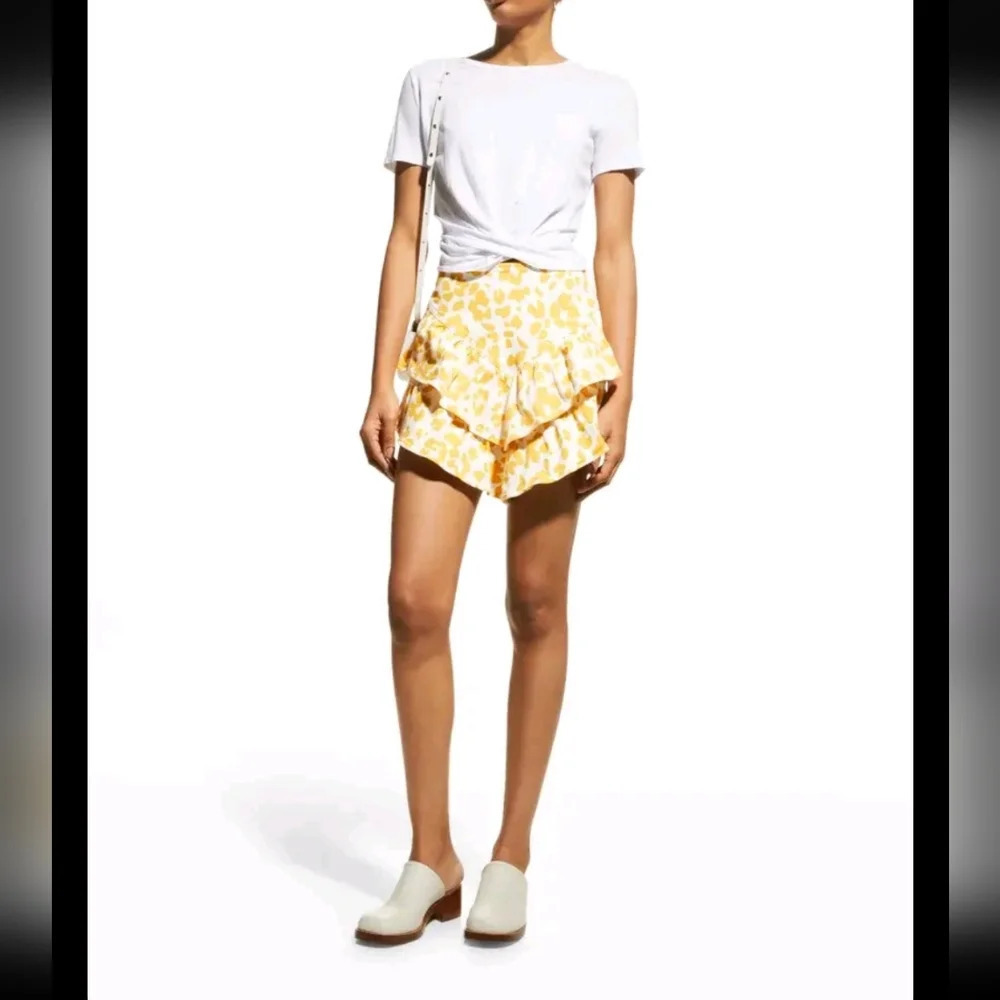 MOTHER, The Ruffle Leopard Mini Skirt, Yellow and White, Size 30 - Picture 7 of 16